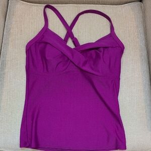Athleta Twist Front Tankini Swim Top Purple Size 34D/DD